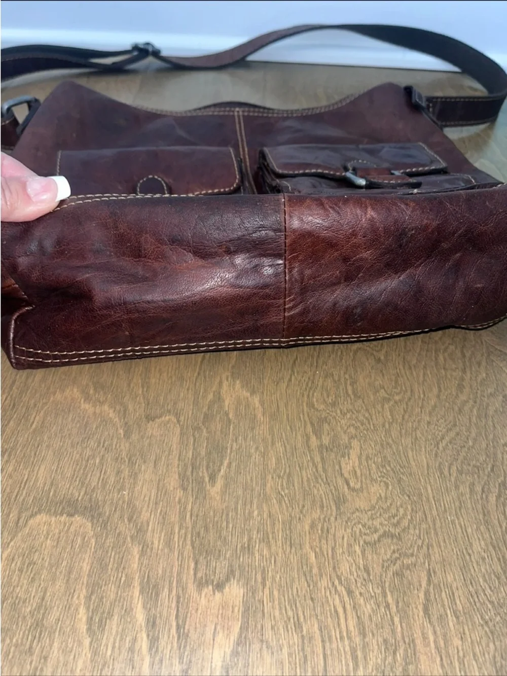 Jack Georges Voyager Crossbody / Shoulder Bag Dark Brown Genuine Leather NICE